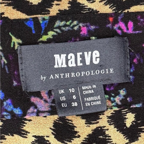 Anthropologie Maeve floral animal print Morgan dress v-neck buttons leopard 6 - Picture 2 of 16